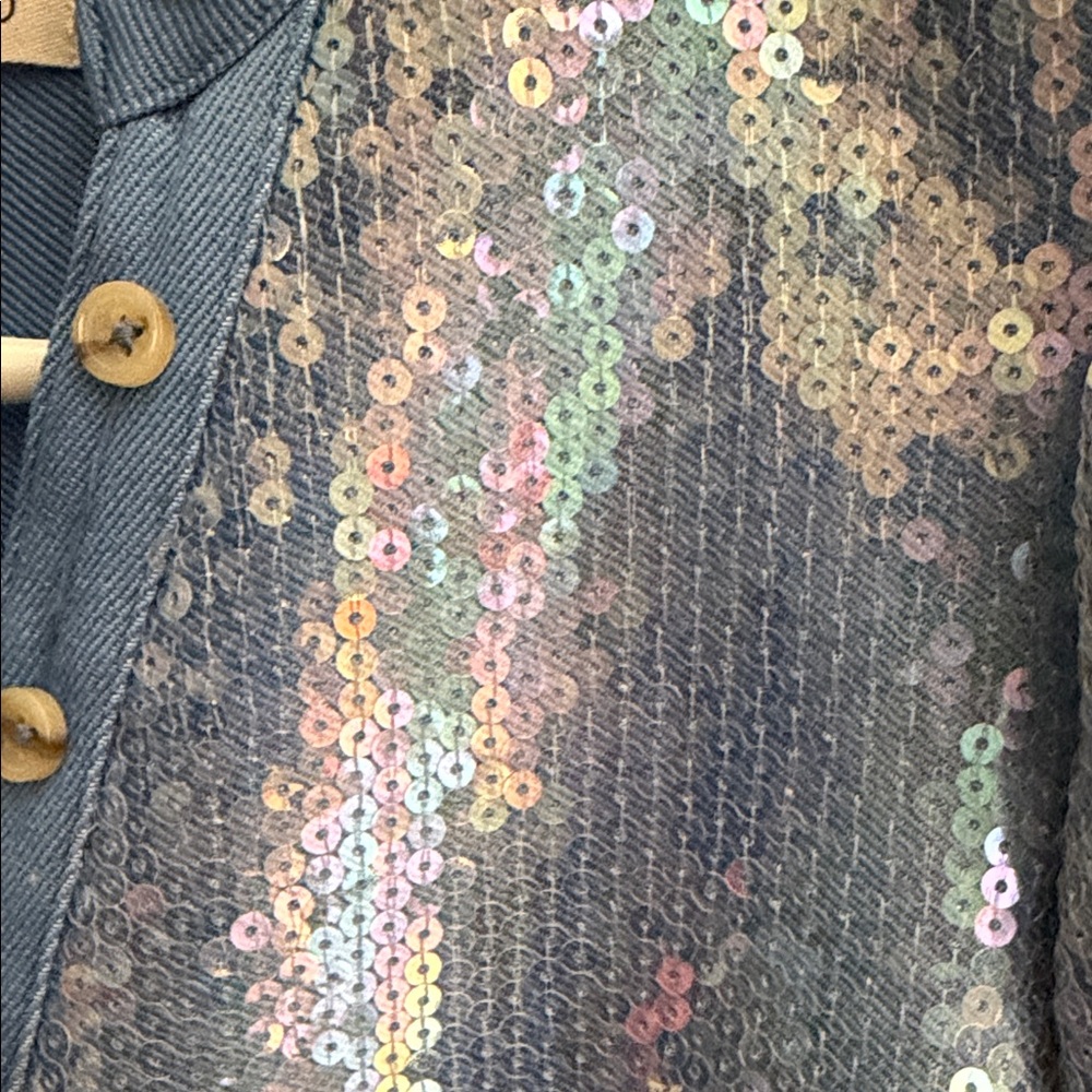 Pilcro Light Blue Sequin Puff-Sleeve Blouse - Picture 4 of 5